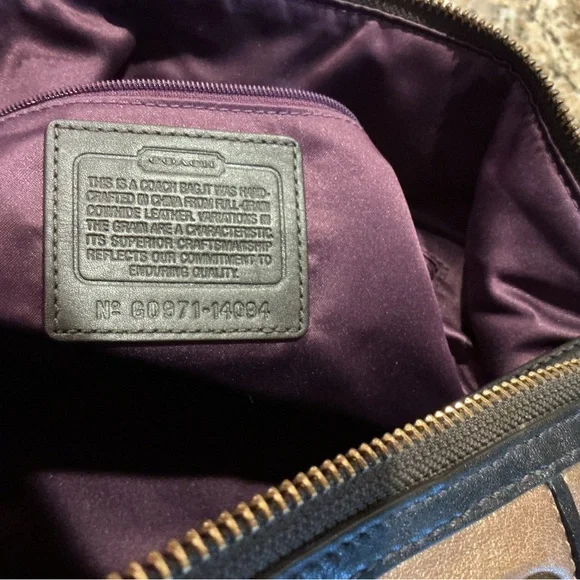 COACH Bronze Metallic Chocolate Brown Leather Shoulder Bag w Strap & Hangtag - Picture 7 of 14